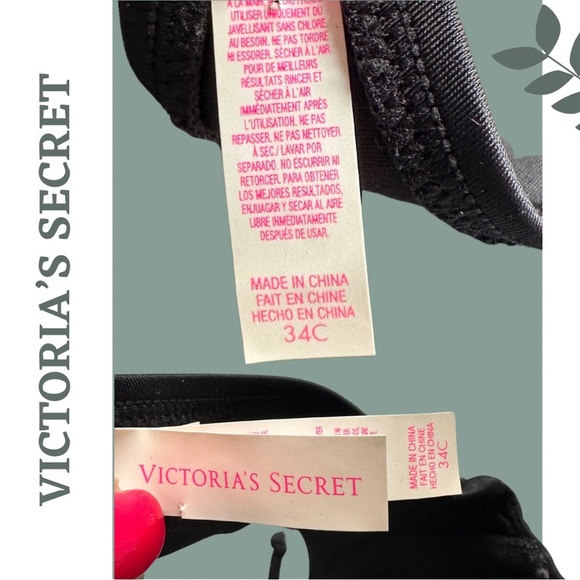 🛍️3/$40 Victoria's Secret Black Bandeau Bikini Top Neck Tie Size 34C - Picture 4 of 4